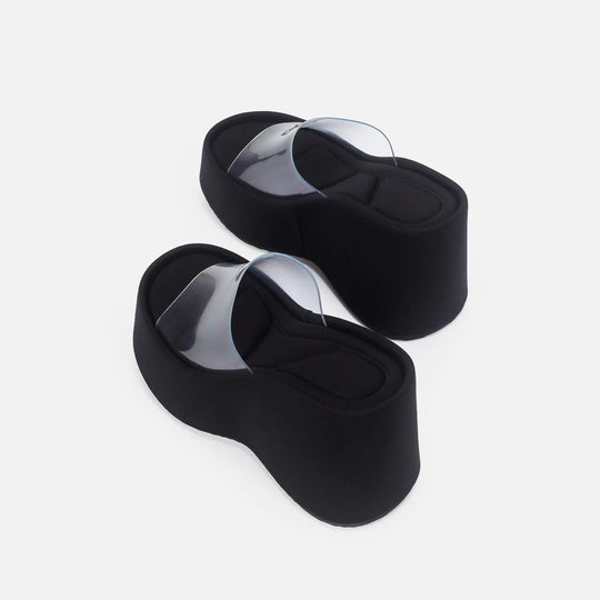 EB | Translucent platform sandals with ankle strap