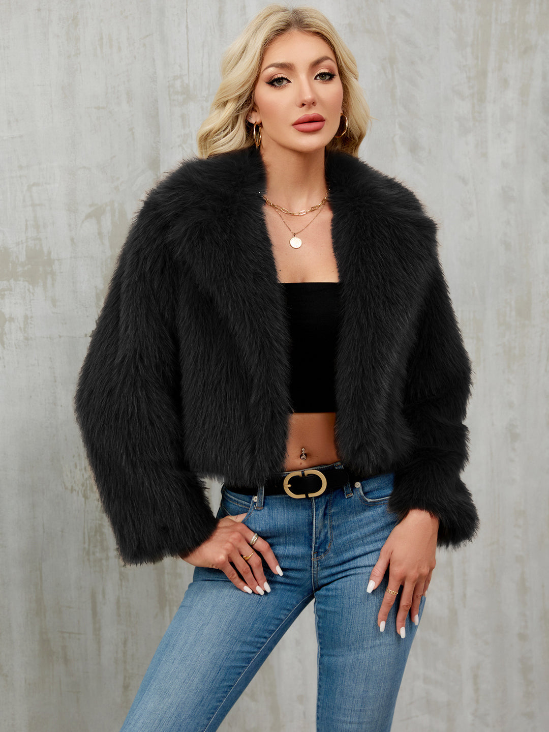 Damen Eleganter Kunstfellbolero EB