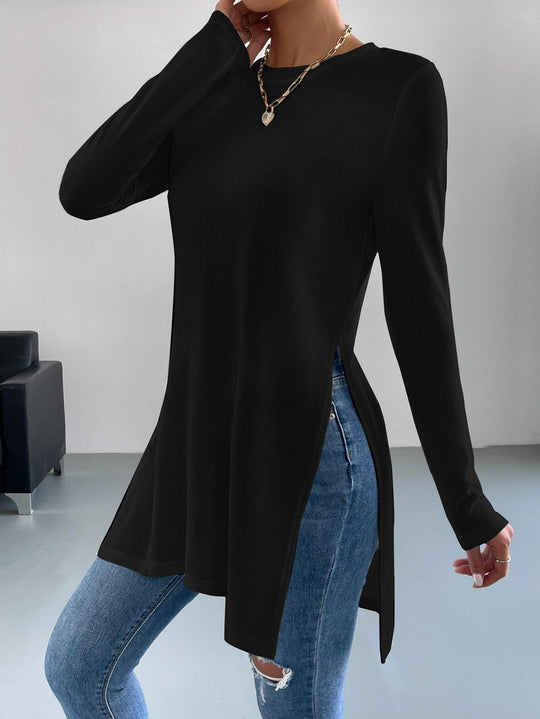 Damen Langarmshirt mit seitlichen Schlitzen und hochwertiger Verarbeitung EB