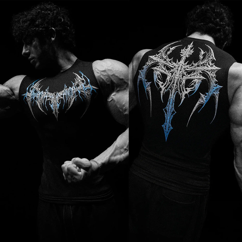 Herren nan figurbetontes Trainings-Tanktop mit tiefen Armausschnitten und filigranem Rückendruck EB