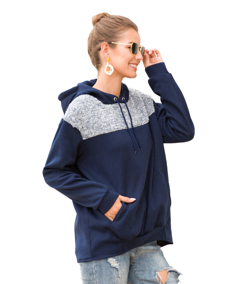Damen Kapuzenpullover mit stylischem Kontrastdesign und elastischem Saum EB