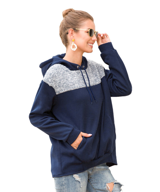 Damen Kapuzenpullover mit stylischem Kontrastdesign und elastischem Saum EB