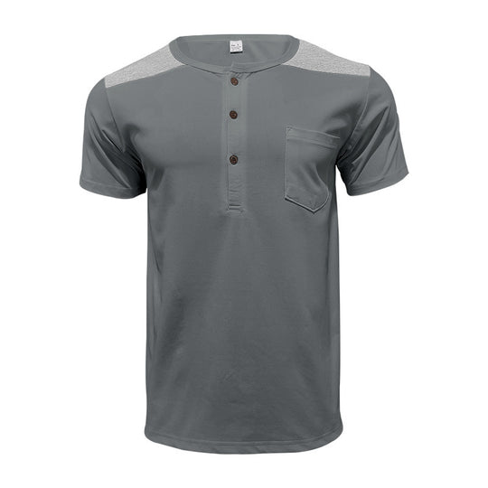 Herren Kurzarm Henley-T-Shirt mit strukturiertem Design und praktischer Brusttasche EB