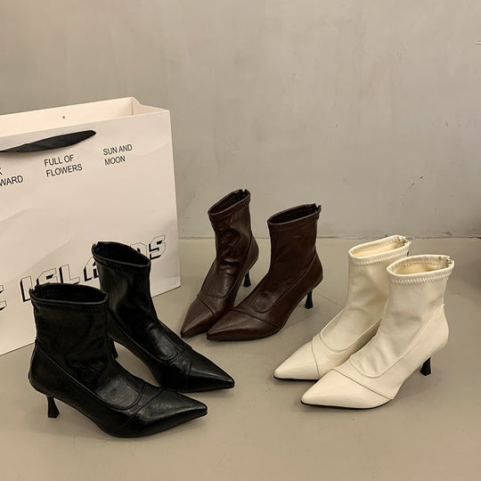 Damen Elegante Stiefeletten mit spitzem Schuhdesign und stylischem Absatz EB