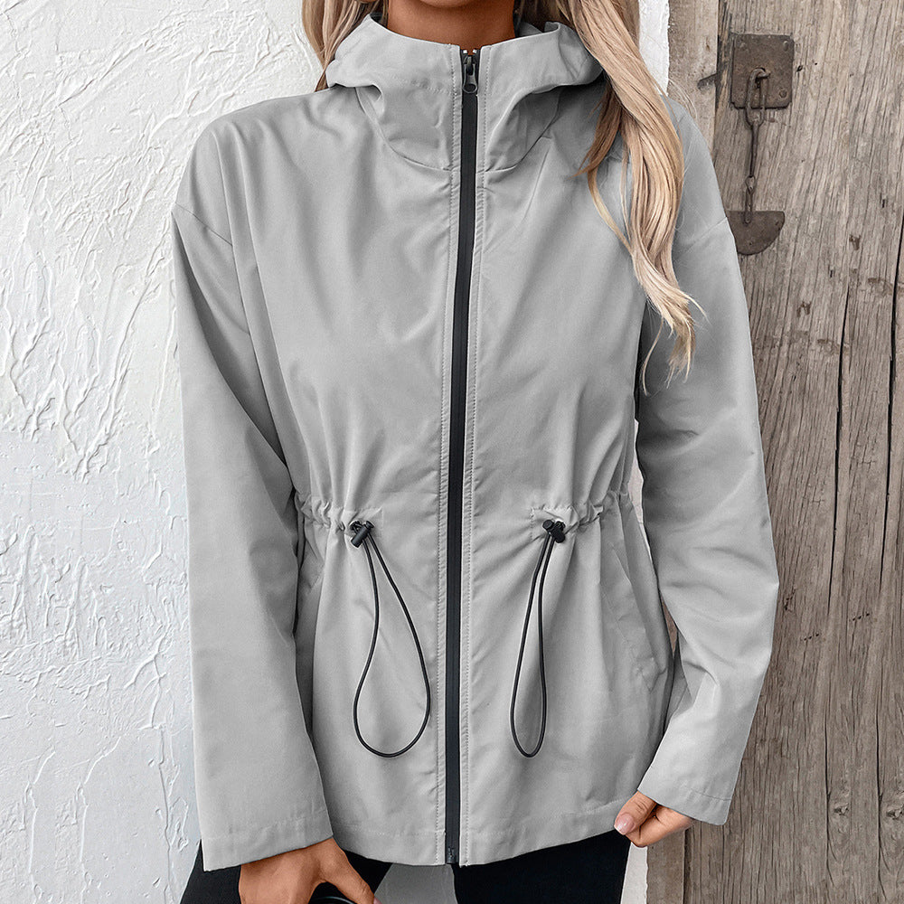 Damen leichte Kapuzenjacke mit einstellbarem Bund EB