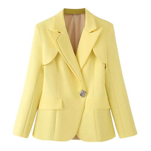 Damen elegante Blazerjacke mit strukturiertem Kragen und glänzenden Details EB