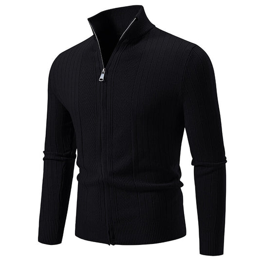 Herren Strickpullover mit modernem Reißverschluss und Rippenstruktur EB