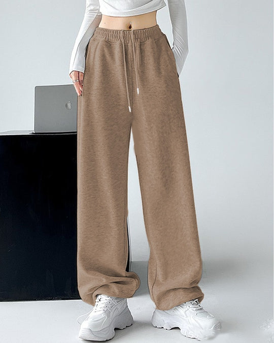 Damen nan extraweite Palazzo-Sweathose mit hohem Komfortbund, seitlichen Eingrifftaschen, Schlitz am Saum und Kordelzug EB