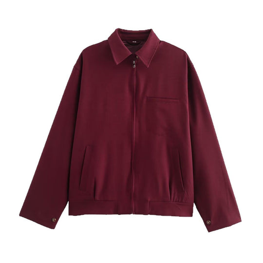 Damen langärmlige Utility-Jacke mit praktischen Taschen und hohem Kragen EB