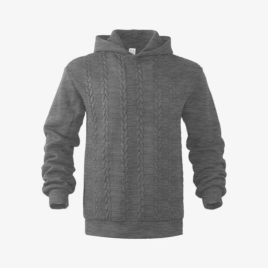 Herren nan Kapuzenpullover im Stricklook mit Zopfmuster und geripptem Saum EB