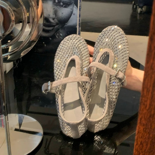 Damen Glamouröse Mules mit funkelndem Strass-Design EB