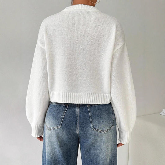 Damen modischer Oversized-Pullover mit lässigem Schnitt und breiten Ärmeln EB