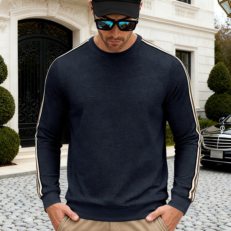 Herren nan strukturiertes Sweatshirt mit feiner Waffelstruktur, kontrastierenden Seitenstreifen an den Ärmeln und körpernaher Passform EB