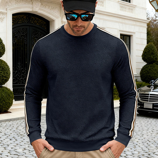 Herren nan strukturiertes Sweatshirt mit feiner Waffelstruktur, kontrastierenden Seitenstreifen an den Ärmeln und körpernaher Passform EB