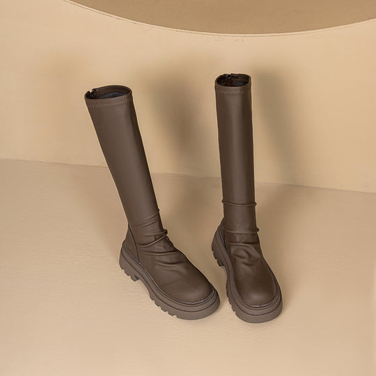Damen hohe Gummistiefel mit rutschfester Profilsohle und elastischem Schaft EB