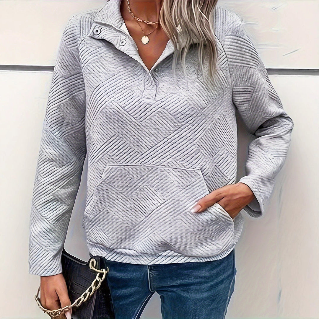 Damen Pullover mit strukturiertem Design und zwei praktischen Taschen EB