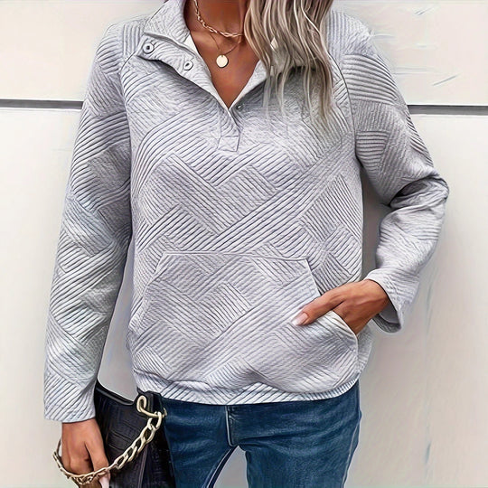 Damen Pullover mit strukturiertem Design und zwei praktischen Taschen EB