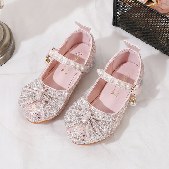 Damen Glitzernde Ballerinas mit Perlenverschluss EB
