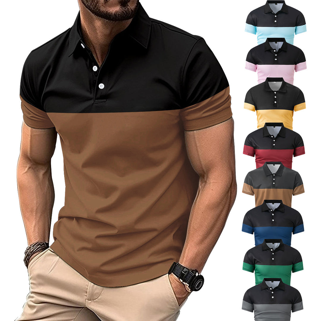 Herren Kurzarm-Polohemd mit kontrastierenden Farbblöcken und modernem Schnitt EB