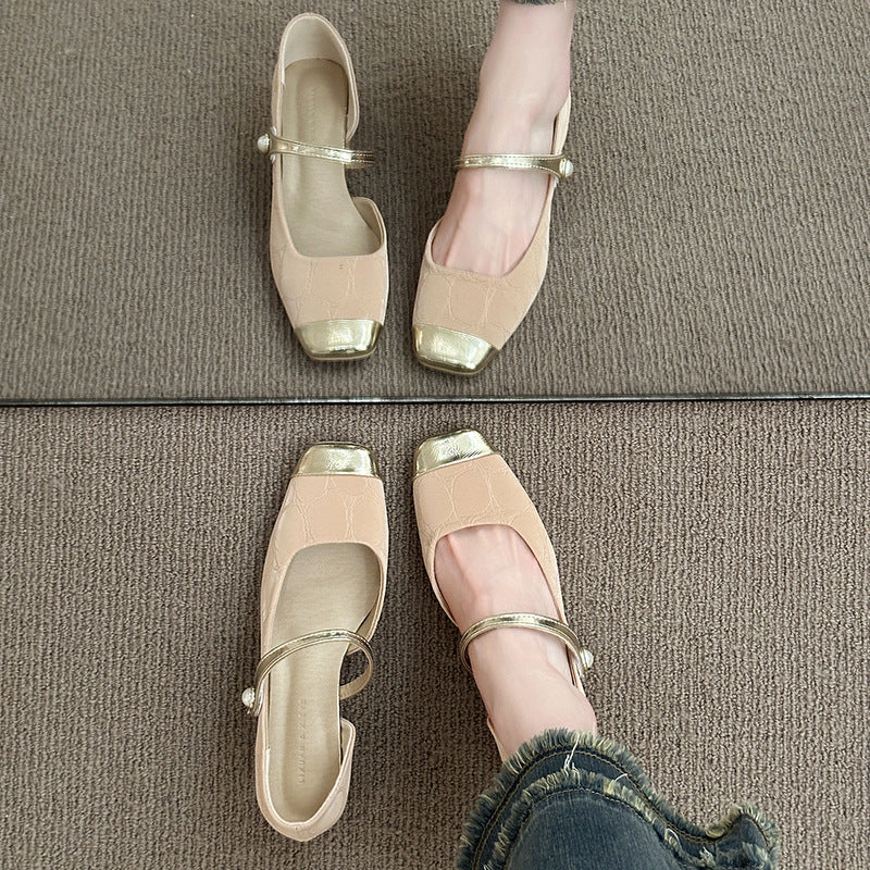 Damen elegante Sling-Ballerinas mit hochwertigem Riemen und glänzendem Zehenbereich EB