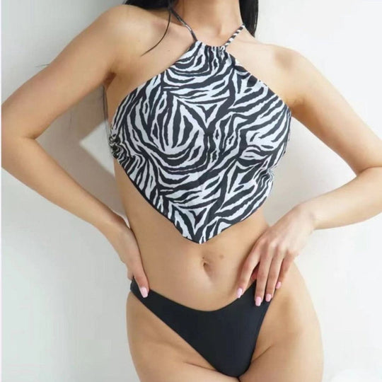 Damen Triangel-Bikini mit modischem Halterneck und eleganter Schnürung EB