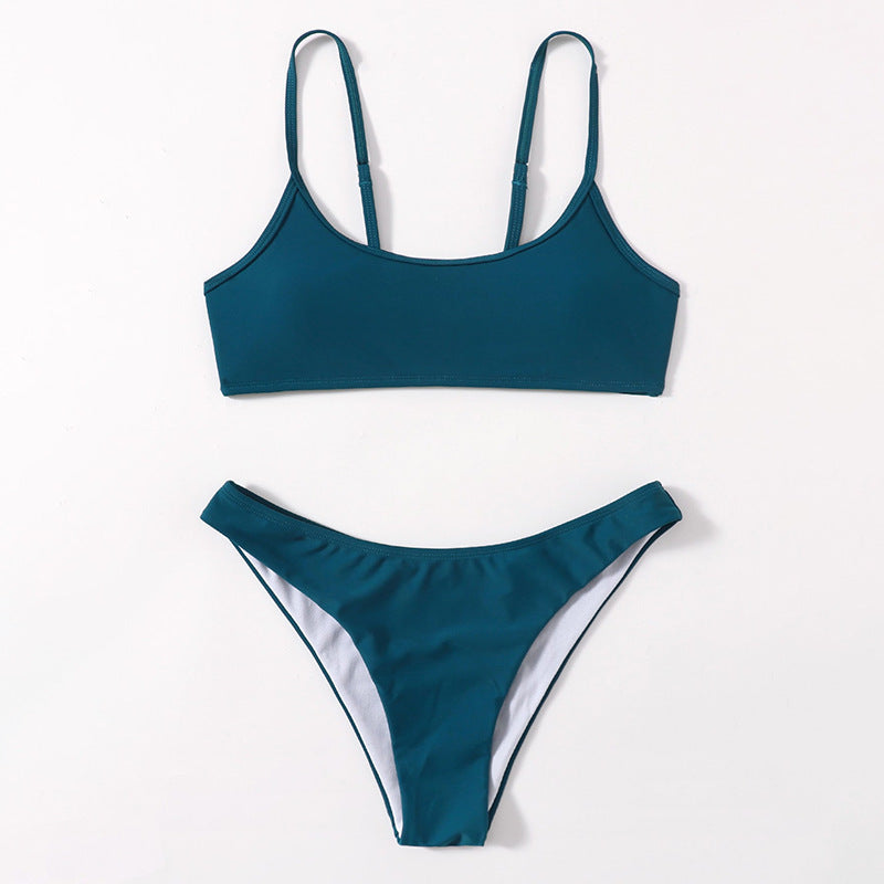 Damen Sportliches Bikini-Set mit verstellbaren Trägern und hohem Beinausschnitt EB