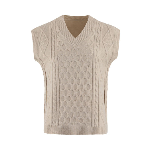 Damen Strickweste mit V-Ausschnitt und Kabelmuster EB