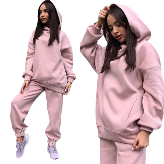 Damen Sportliches Hoodie- und Jogginghosen-Set im lässigen Design mit Kapuze EB