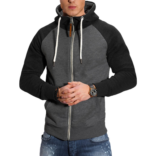 Herren raffinierter Kapuzenpullover mit hochwertigem Reißverschluss EB