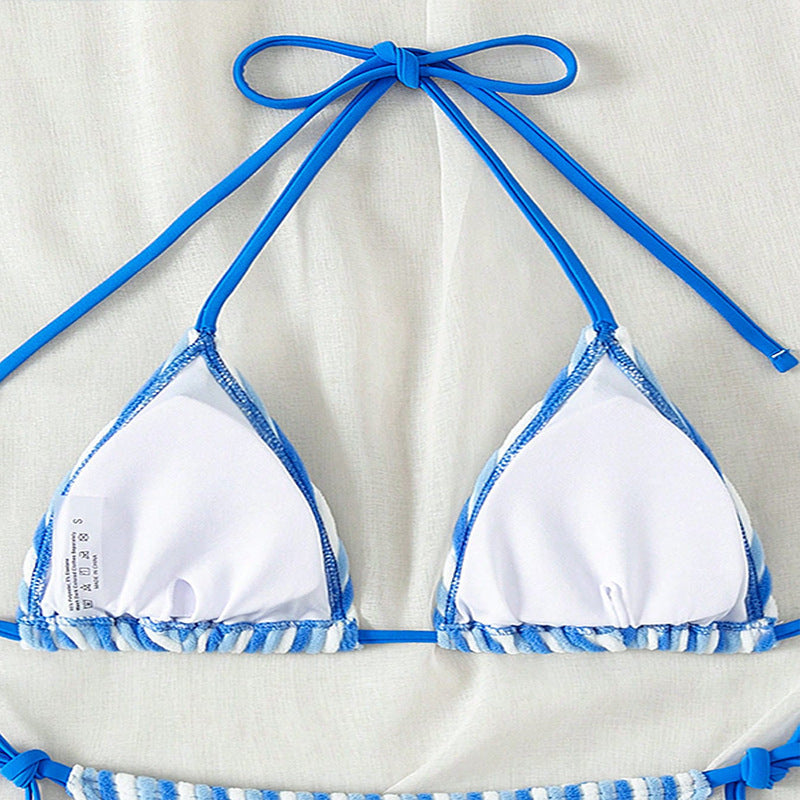 Damen Triangel-Bikini mit stilvollen Streifen EB