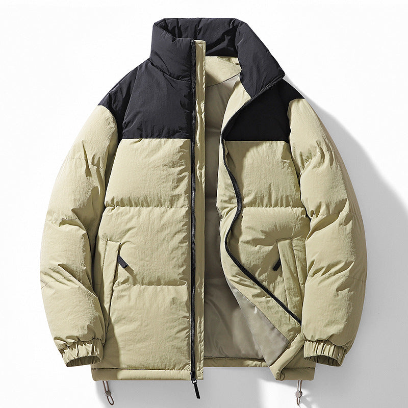 Herren gesteppte Thermo-Steppjacke mit hohem Stehkragen, Zwei-Wege-Reißverschluss und Kordelzugsaum EB