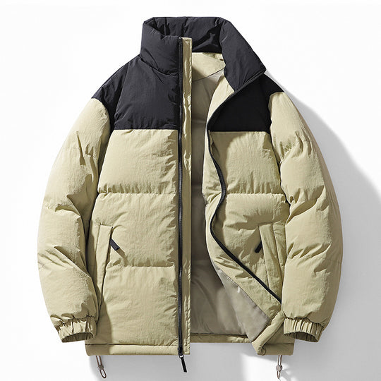 Herren gesteppte Thermo-Steppjacke mit hohem Stehkragen, Zwei-Wege-Reißverschluss und Kordelzugsaum EB