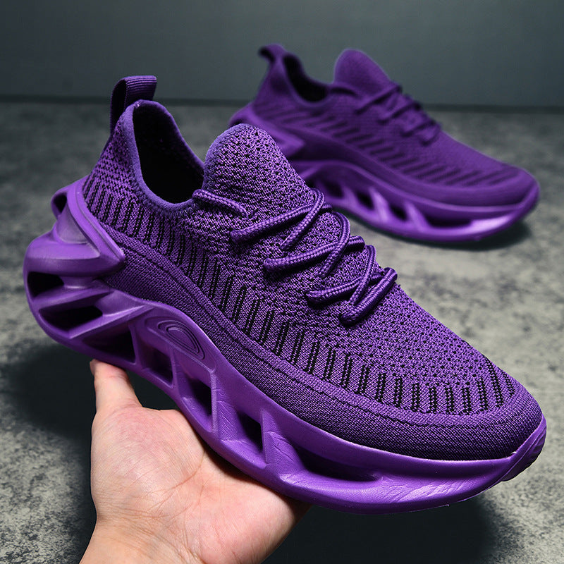 Unisex atmungsaktive Strick‑Runner mit skulpturierter Hohlkammer‑Plattform und flexibler Trail‑Laufsohle EB