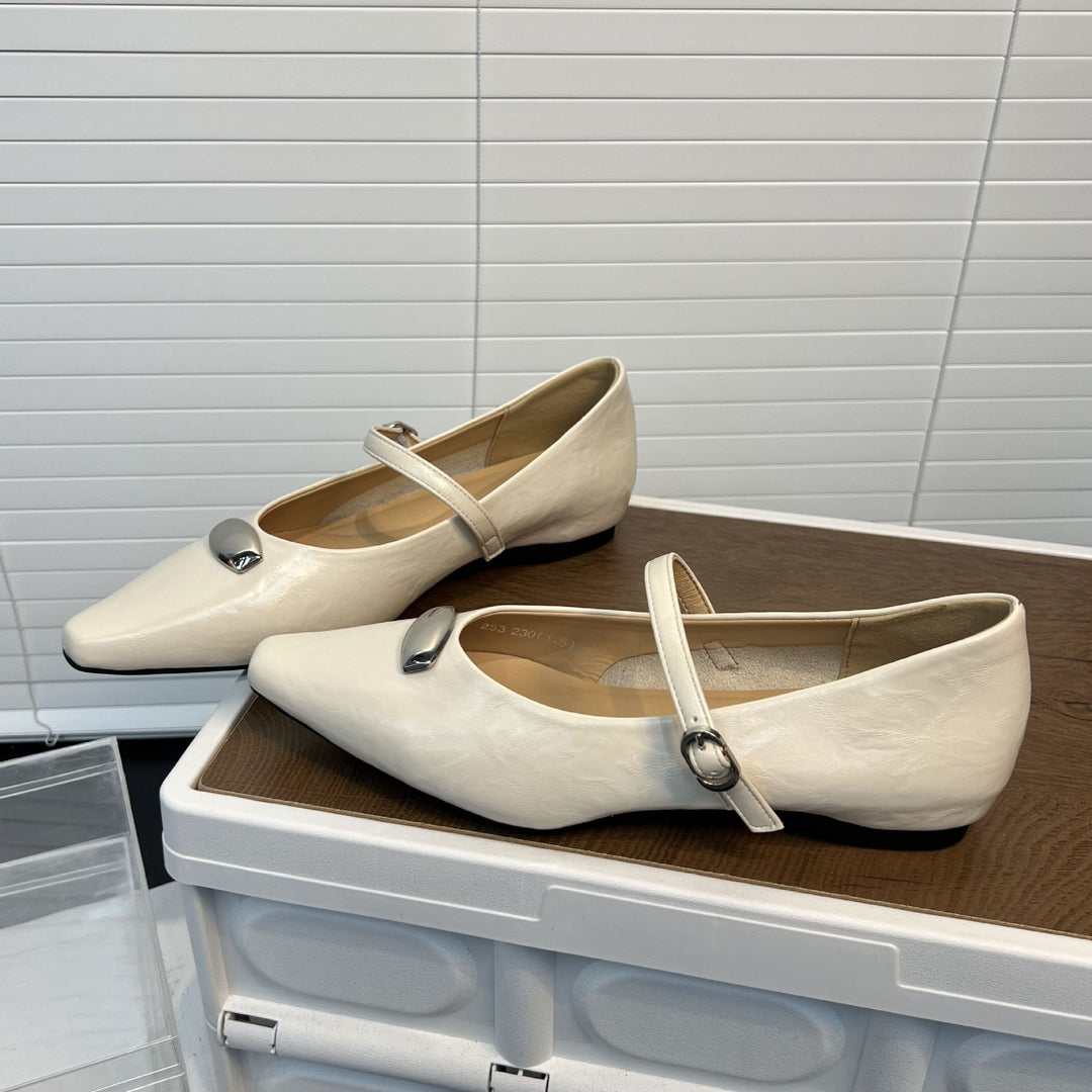 Damen Elegante Ballerinas mit modischem Riemen und komfortablem Fußbett EB