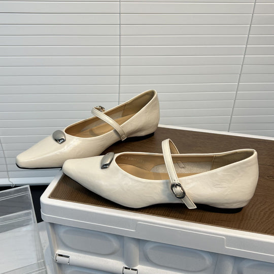 Damen Elegante Ballerinas mit modischem Riemen und komfortablem Fußbett EB
