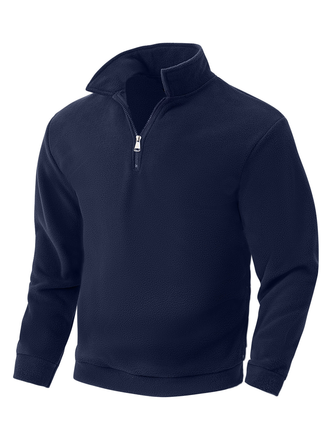Herren nan Fleece-Halbzip-Pullover mit Stehkragen, weichem Teddy-Fleece und elastischen Bündchen EB
