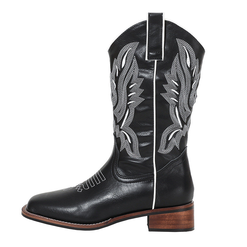 JeansCowboyStiefel Mit Blockabsatz Markanter WesternLook EB