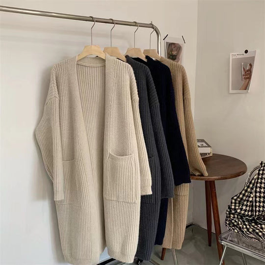 Damen Strickcardigan mit lockerer Silhouette und tiefen Taschen EB
