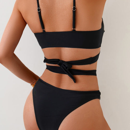 Damen Bikini-Set mit elegantem Wickeldesign und verstellbaren Trägern EB
