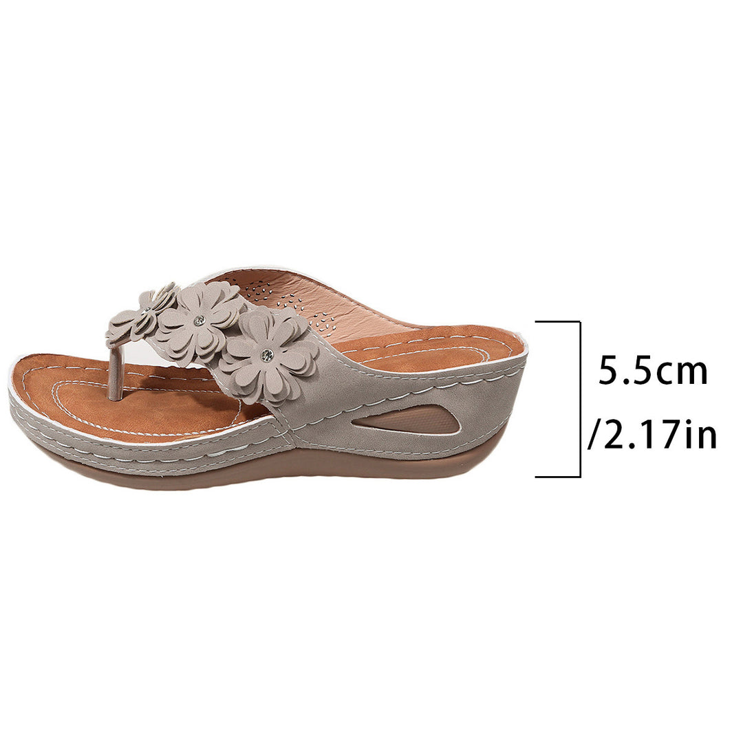 Damen Wedge-Pantoletten mit floralen Details und komfortablem Fußbett EB
