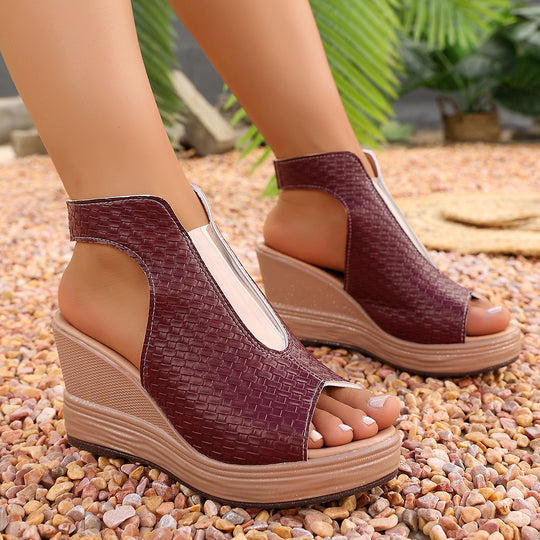 Damen Wedge-Sandaletten mit einem modischen Wabenmuster und rutschfester Sohle EB