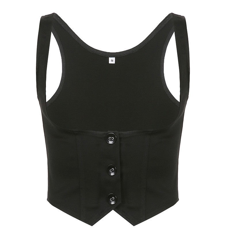 Damen Modisches Crop-Top mit eleganten Knopfdetails und tailliertem Schnitt EB