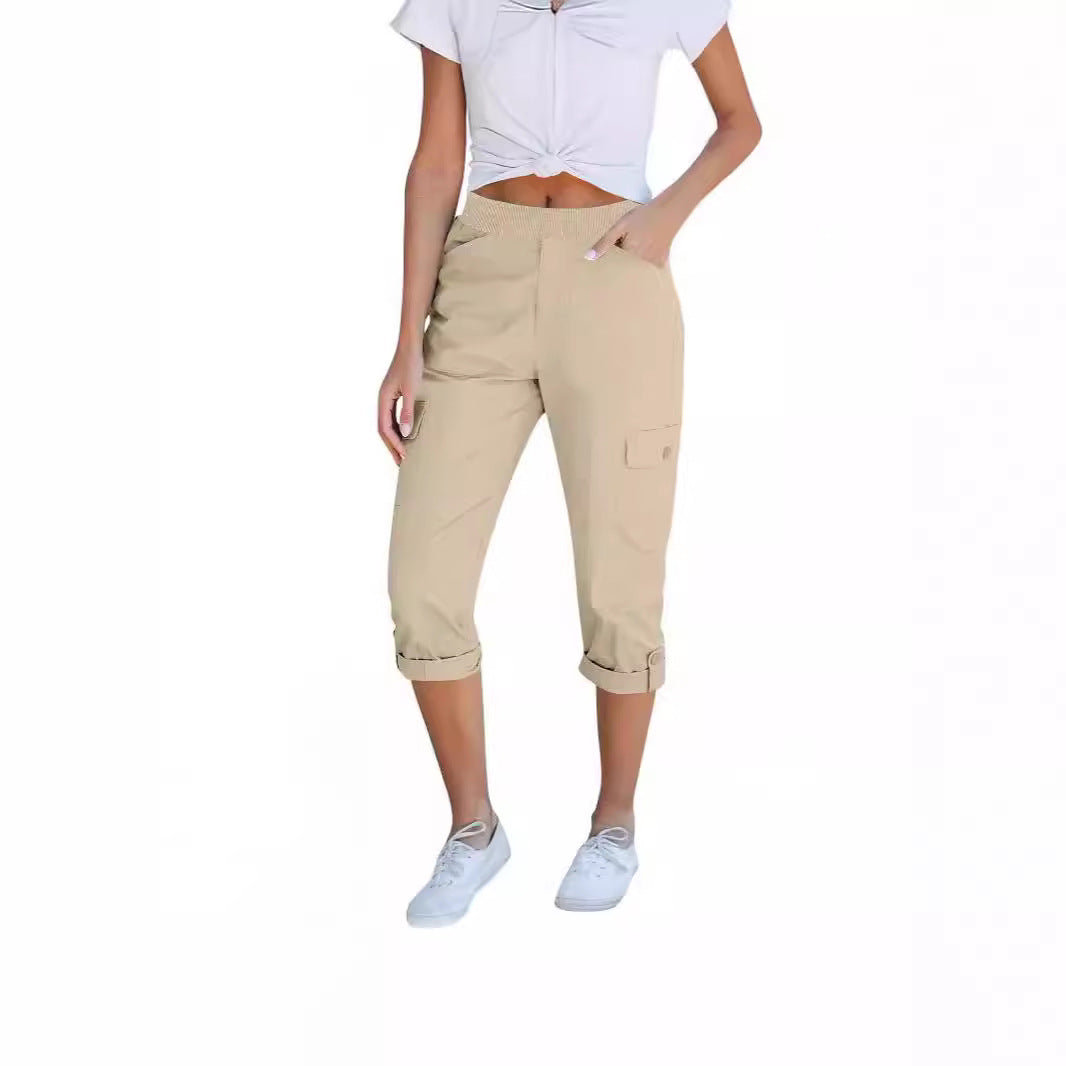 Damen Cargo-Hosen mit elastischem Bund und praktischen Taschen EB