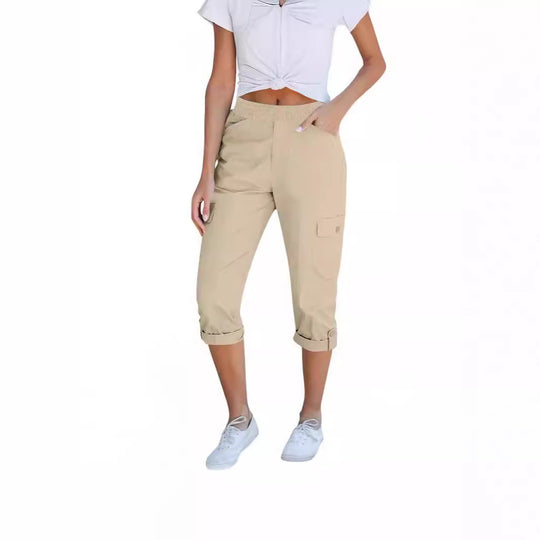 Damen Cargo-Hosen mit elastischem Bund und praktischen Taschen EB