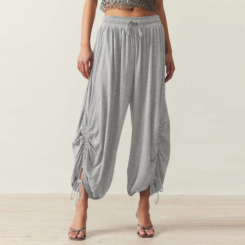 Damen Bequeme Haremshose mit raffinierten Rüschendetails EB