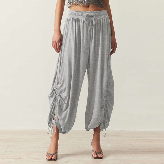 Damen Bequeme Haremshose mit raffinierten Rüschendetails EB