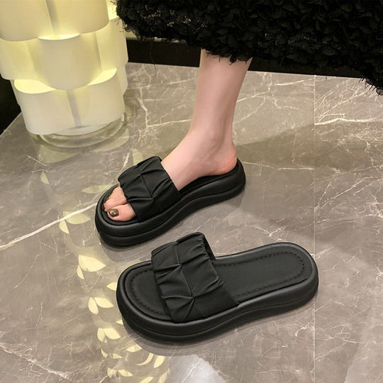 Damen bequeme Mules mit elegantem Rüschendesign EB