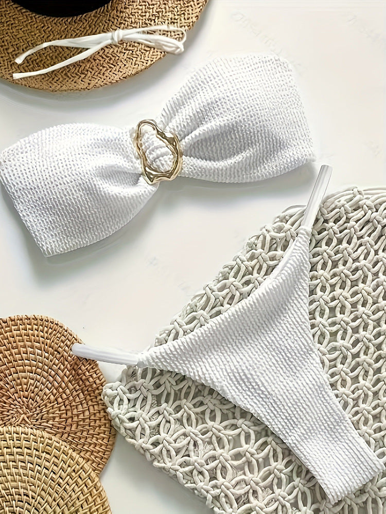 Damen Premium Bikini-Set mit Struktur und Goldverzierung EB