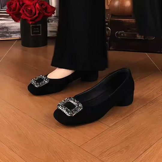 Damen elegante Ballerinas mit funkelndem Schließe-Detail EB