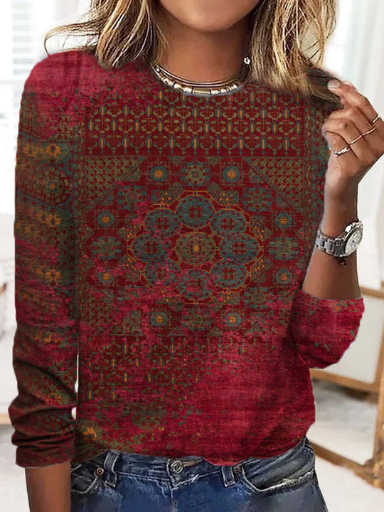 Damen Langärmeliges Oversize-Sweatshirt mit abstraktem Aquarell-Mosaikprint EB